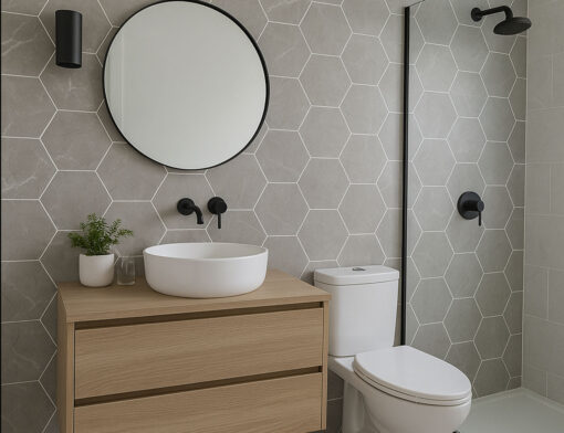 Grout Line Lunar Stone Hexagon Tile - - Neptune 1000 - PVC Wall Panel - 1m - (Single Pack)
