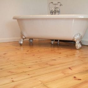 Restored bathroom flooring