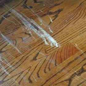 Damaged hallway flooring